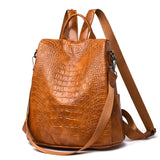 3 in 1 croc faux leather anti theft travel backpack