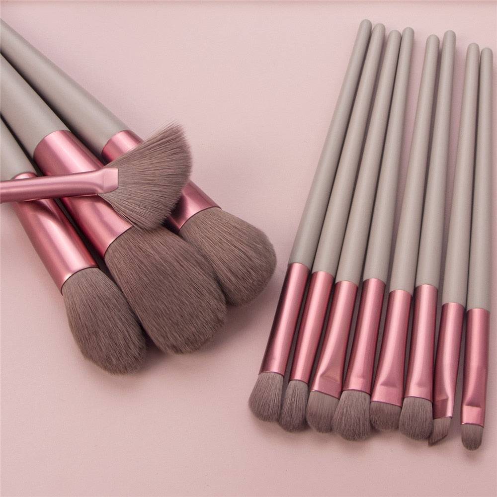 wooden makeup blending brushes set