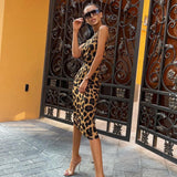 leopard print backless sleeveless dress