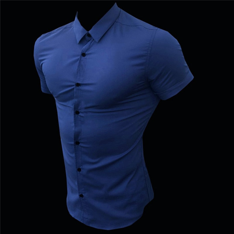 short sleeve button through turn down collar men polo shirts
