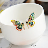 colorful crystal butterfly ear stud
