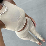 knitted hollow out tank top skinny pants