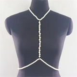 pearl body chain bra crystal belly waist chain
