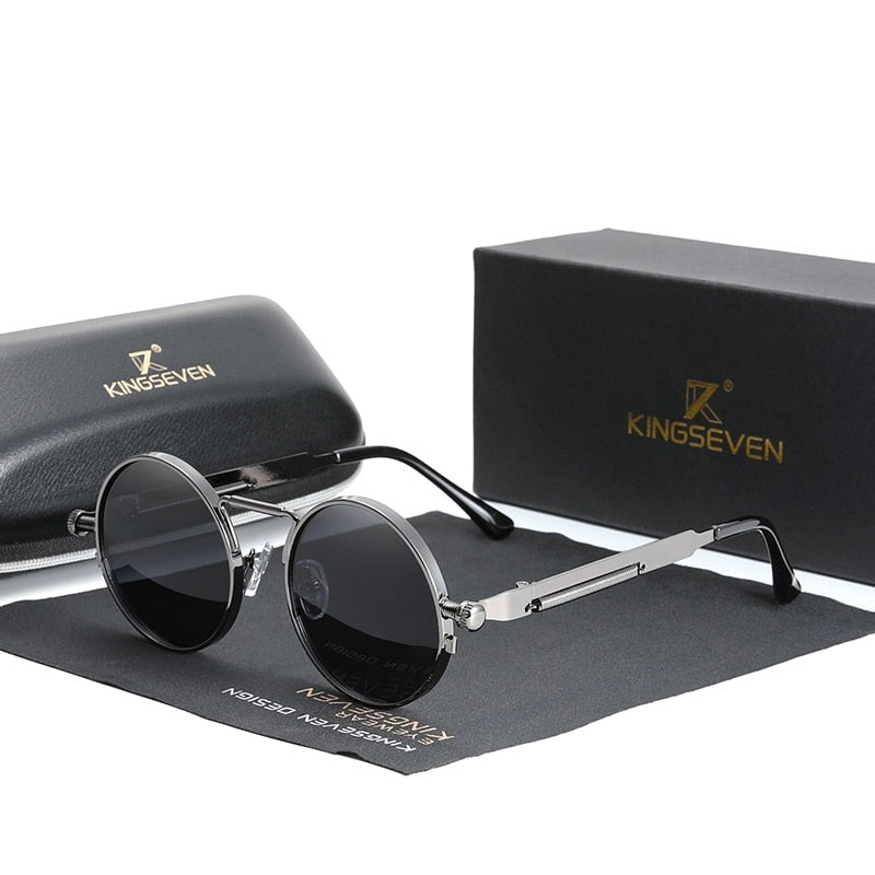 gothic vintage round metal frame sunglasses