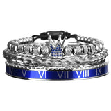 adjustable roman numeric micro pave crown bracelet bangles
