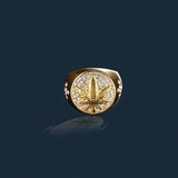 18k gold filling carved golden maple leaf rings
