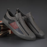 mixed colors vulcanized breathable leather loafers