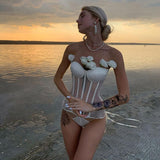 mesh padded tube corset top