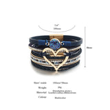 metal love heart charm leather bracelet 1