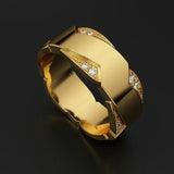 18k gold filling inlaid with white zircon punk ring