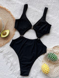 metal ring link cut out one piece oneswimwear 1