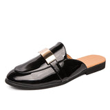 half patent leather slip on shoes