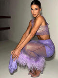 glitter sequin mesh skirt with matching tank top set
