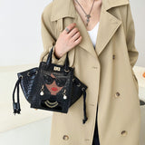 designer top handle faux leather handbag