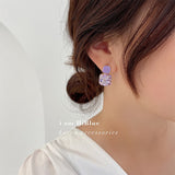 retro stud purple rhinestone earring