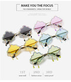 small multi color cloud diamond rimless sunglasses