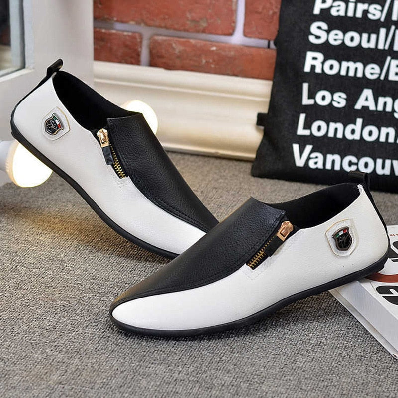 breathable lighweight zip design loafers