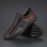 mixed colors vulcanized breathable leather loafers