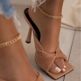square toe pleated design sandals