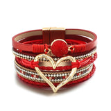 metal love heart charm leather bracelet 1