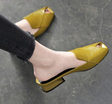 pu leather mid heel peep toe shoes