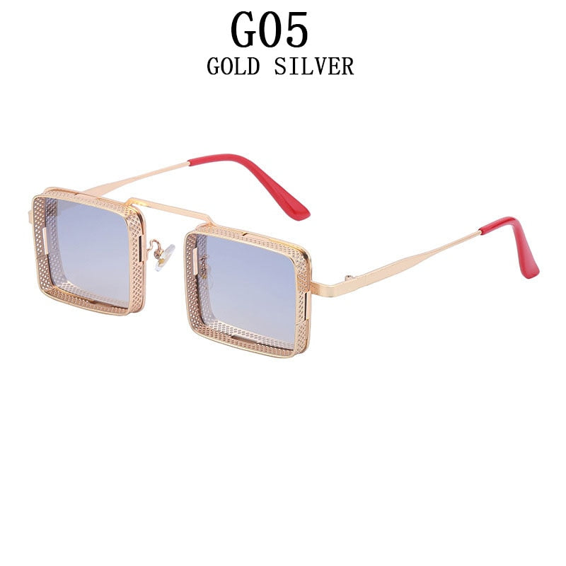 square punk hollow frame out sunglasses