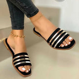 open toe shimmering straps flat sandals