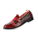 croc pu leather buckle loafers