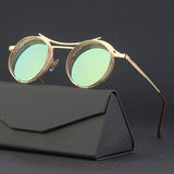 double aesthetic bridge retro round metal sunglasses