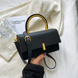 faux leather square flap handbag