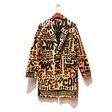 letter abstract print turn down collar trench coat