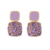 retro stud purple rhinestone earring
