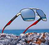 aluminum coating mirror double bridge square sunglasses