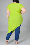 Fashion Casual Solid Asymmetrical O Neck Plus Size Tops