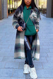 Fashion Casual Plaid Print Cardigan Turndown Collar Outerwear
