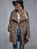 leopard waterfall collar teddy coat