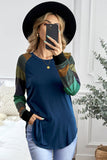 contrast color block long sleeves pullover