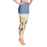 denim and real tattoo skin look yoga leggings