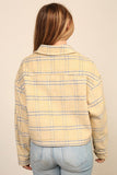 timing plaid button down cropped shacket with pockets