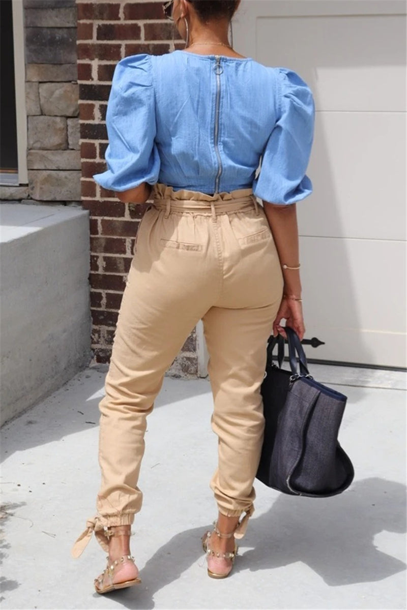 Fashion Casual Regular Solid Trousers