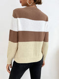 tricolor striped crewneck pullover sweater