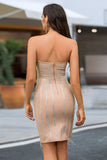 rhinestone strapless zip back dress