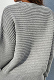 cutout horizontal rib knit sweater