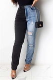 Fashion Casual Regular Patchwork Jeans