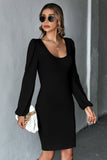 twisted open back puff sleeve dress