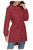 elastic waist waterproof hooded coat