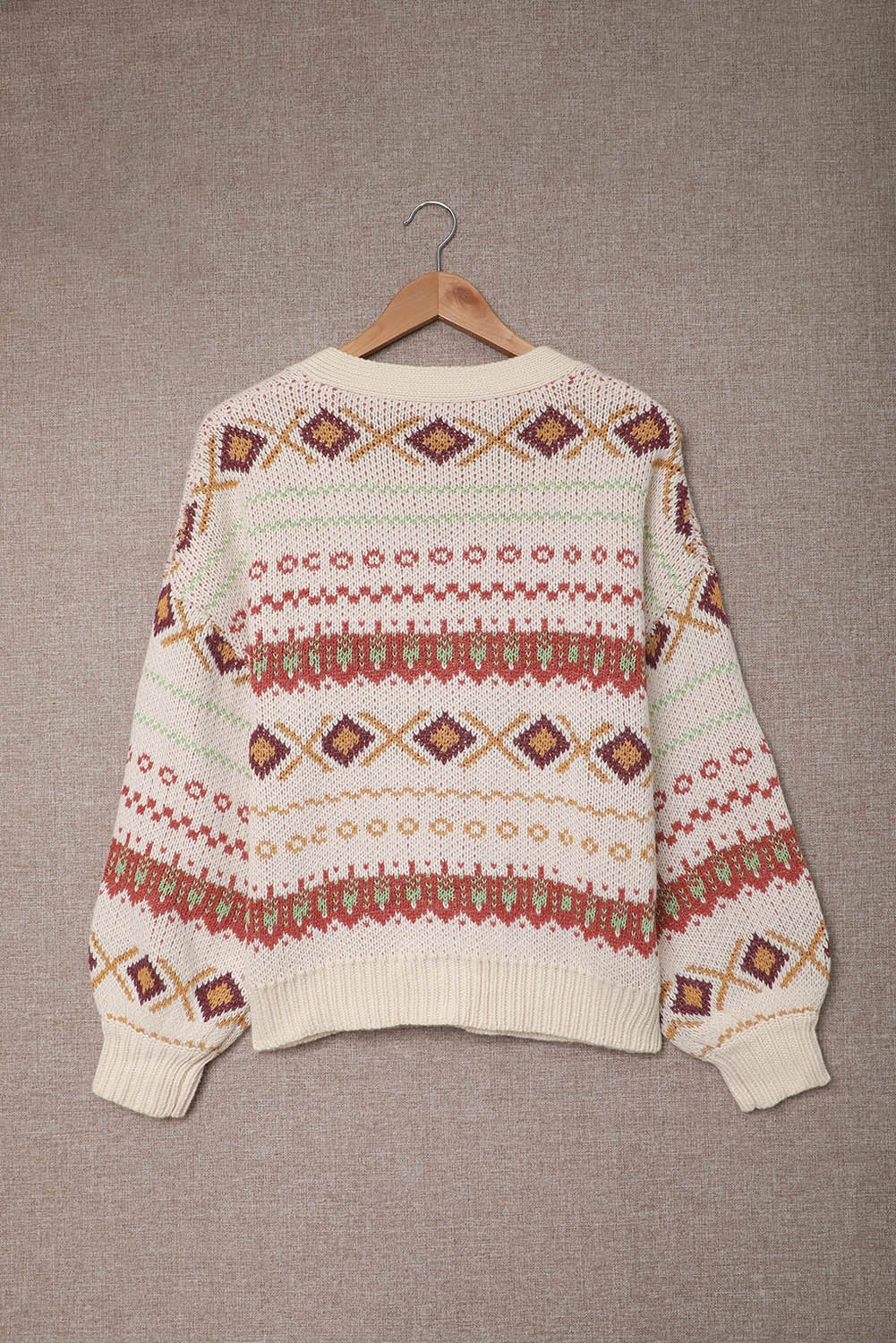 fair isle v neck button front cardigan