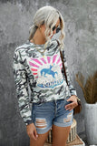 camouflage rodeo graphic long sleeve top