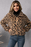 leopard zip up fleece jacket with pockets
