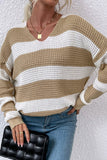 striped v neck sweater